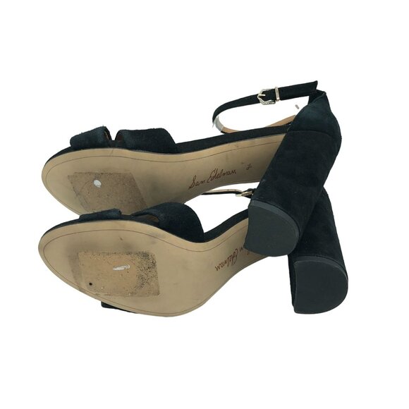 Sam Edelman Yancy Black Suede Block Heel Sandals Ankle Strap Women's Size 9.5 - Picture 5 of 5